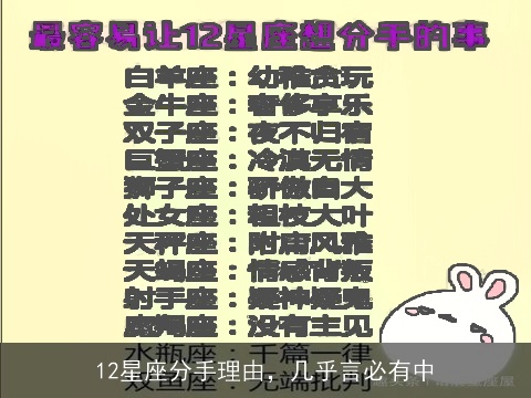 12星座分手理由，几乎言必有中