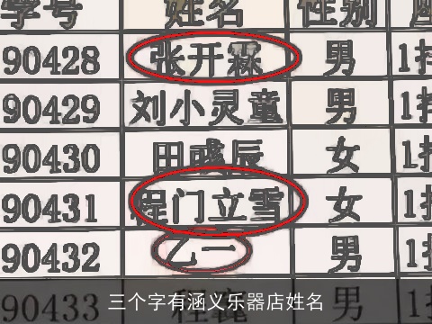 三个字有涵义乐器店姓名