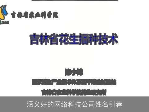 涵义好的网络科技公司姓名引荐