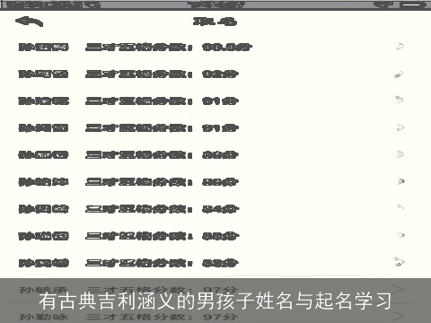 有古典吉利涵义的男孩子姓名与起名学习