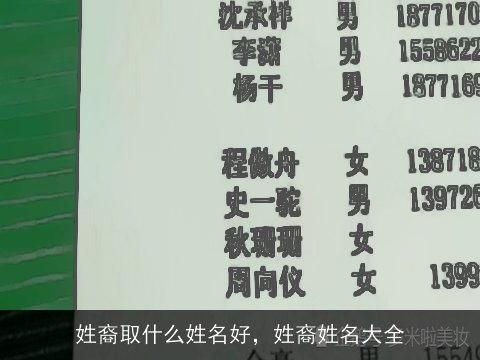 姓裔取什么姓名好，姓裔姓名大全