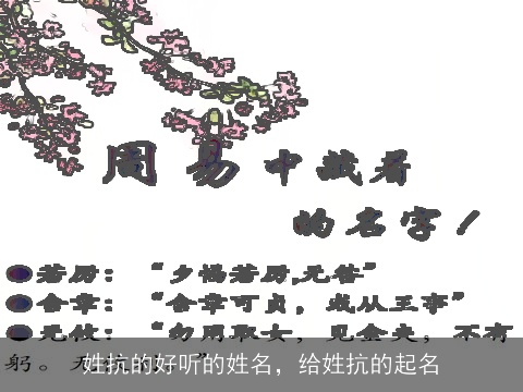 姓抗的好听的姓名，给姓抗的起名