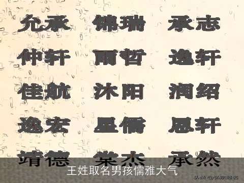 王姓取名男孩儒雅大气