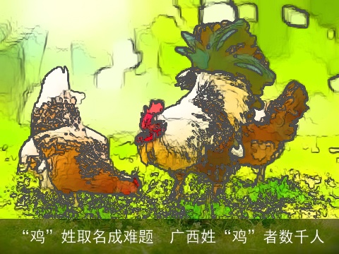 “鸡”姓取名成难题　广西姓“鸡”者数千人