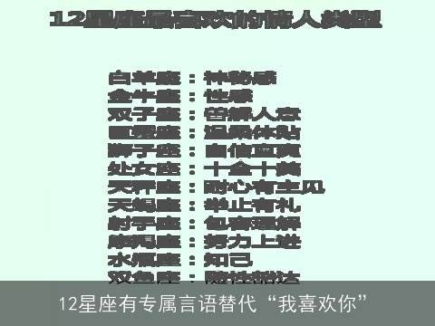 12星座有专属言语替代“我喜欢你”