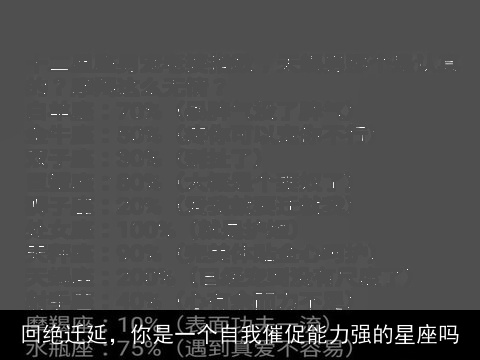 回绝迁延，你是一个自我催促能力强的星座吗