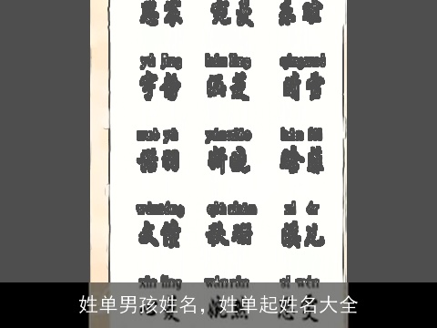 姓单男孩姓名，姓单起姓名大全