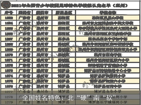 全国姓名特色：北“硬”南“软”