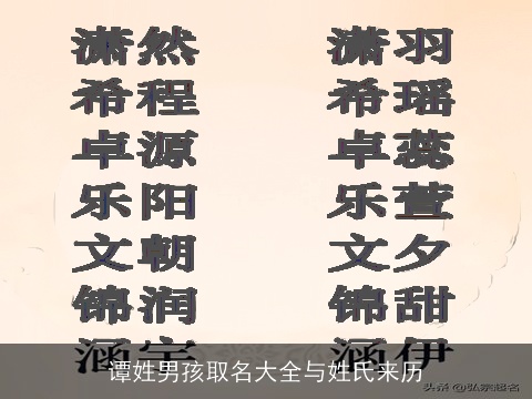 谭姓男孩取名大全与姓氏来历