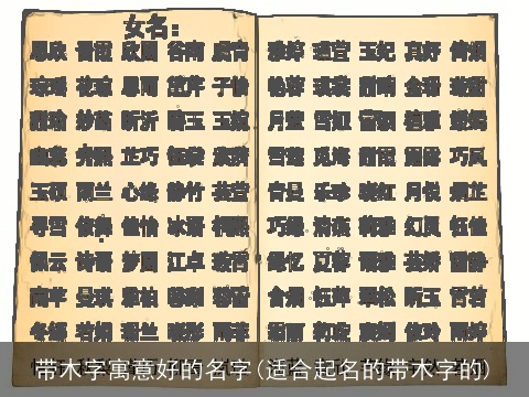 带木字寓意好的名字(适合起名的带木字的)