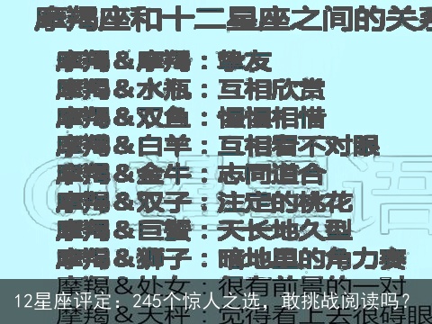 12星座评定：245个惊人之选，敢挑战阅读吗？