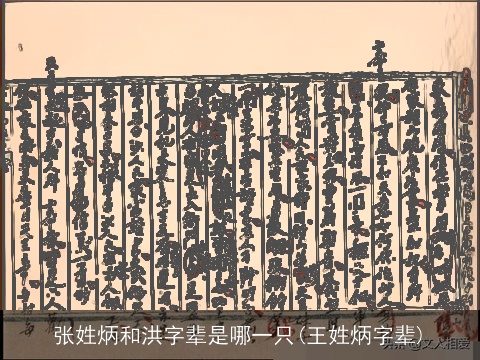 张姓炳和洪字辈是哪一只(王姓炳字辈)