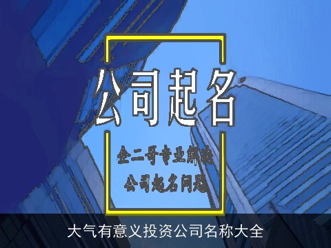 大气有意义投资公司名称大全