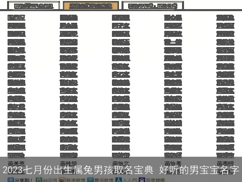 2023七月份出生属兔男孩取名宝典 好听的男宝宝名字