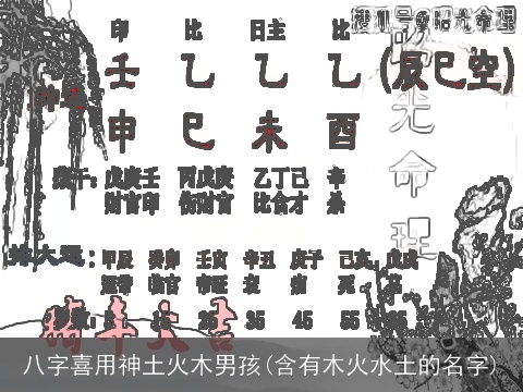 八字喜用神土火木男孩(含有木火水土的名字)