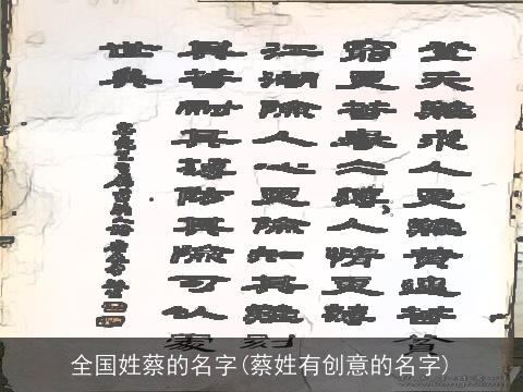 全国姓蔡的名字(蔡姓有创意的名字)