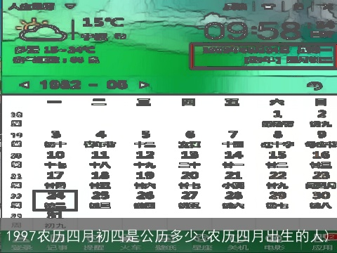 1997农历四月初四是公历多少(农历四月出生的人)