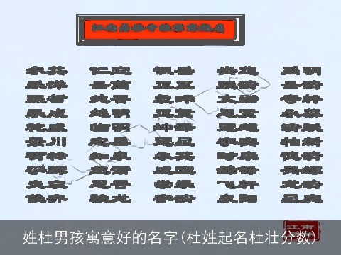 姓杜男孩寓意好的名字(杜姓起名杜壮分数)