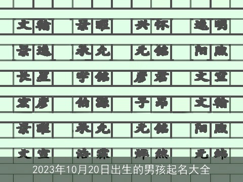 2023年10月20日出生的男孩起名大全