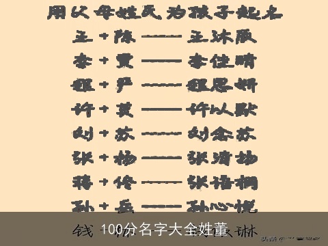 100分名字大全姓董