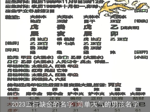 2023五行缺金的名字 简单大气的男孩名字