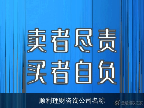 顺利理财咨询公司名称