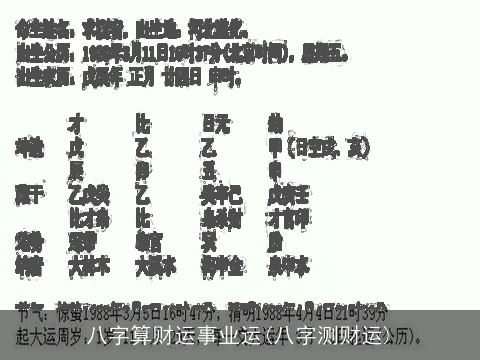 八字算财运事业运(八字测财运)