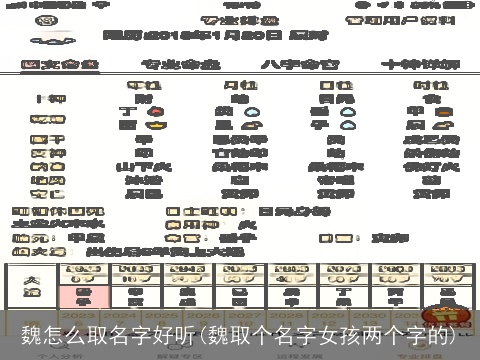 魏怎么取名字好听(魏取个名字女孩两个字的)