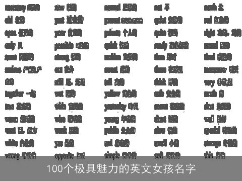 100个极具魅力的英文女孩名字