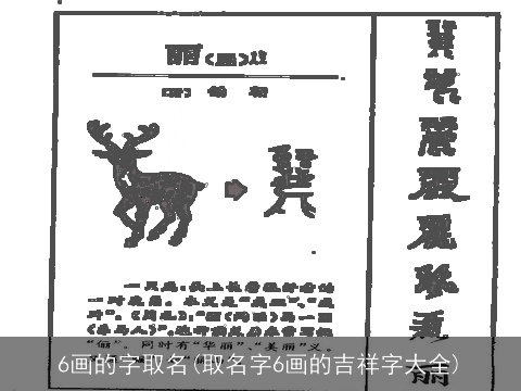 6画的字取名(取名字6画的吉祥字大全)