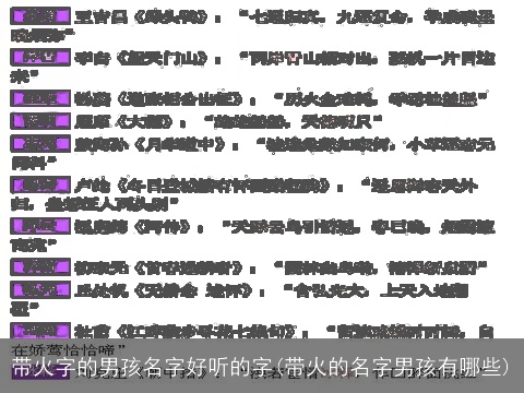 带火字的男孩名字好听的字(带火的名字男孩有哪些)