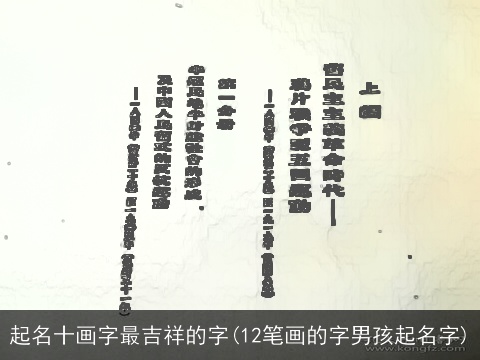 起名十画字最吉祥的字(12笔画的字男孩起名字)