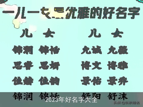 2023年好名字大全
