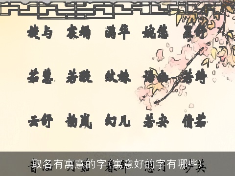 取名有寓意的字(寓意好的字有哪些)