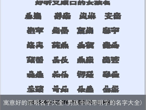 寓意好的带明名字大全(男孩中间带明字的名字大全)
