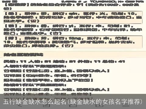 五行缺金缺水怎么起名(缺金缺水的女孩名字推荐)
