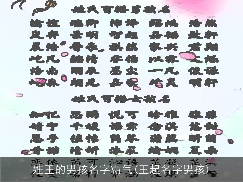 姓王的男孩名字霸气(王起名字男孩)