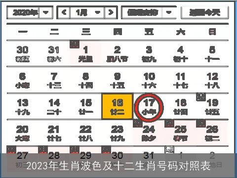 2023年生肖波色及十二生肖号码对照表