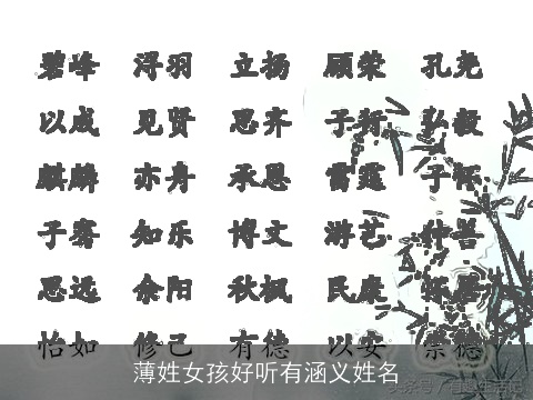 薄姓女孩好听有涵义姓名