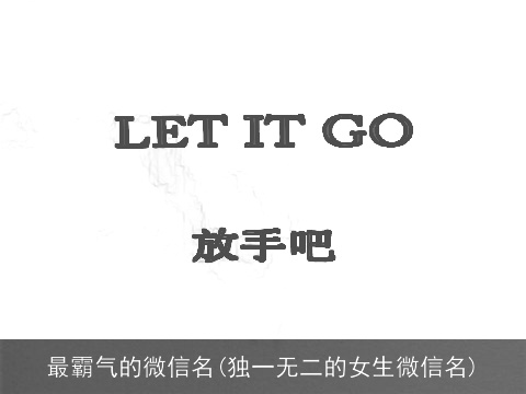 最霸气的微信名(独一无二的女生微信名)