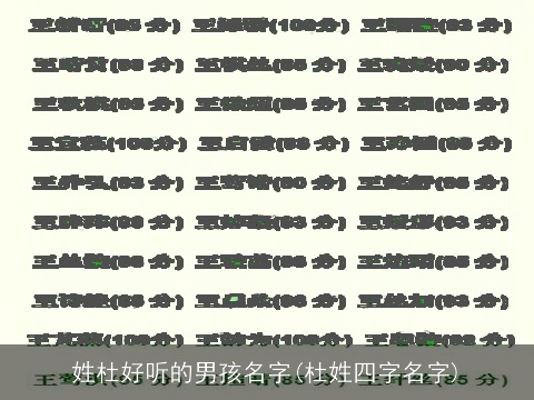 姓杜好听的男孩名字(杜姓四字名字)