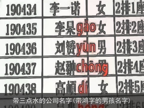 带三点水的公司名字(带鸿字的男孩名字)