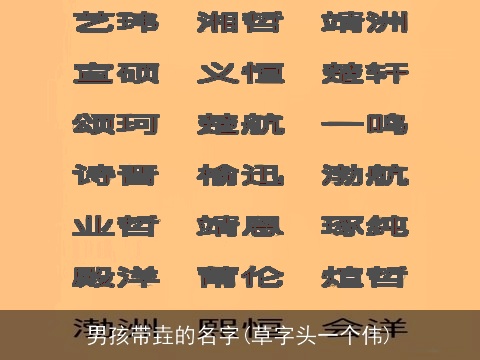 男孩带垚的名字(草字头一个伟)