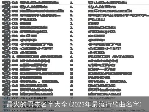 最火的男孩名字大全(2023年最流行歌曲名字)