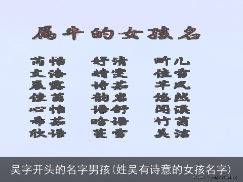 吴字开头的名字男孩(姓吴有诗意的女孩名字)