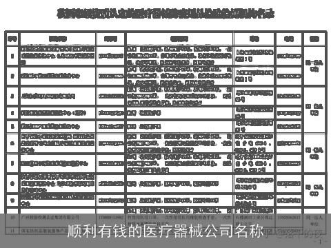 顺利有钱的医疗器械公司名称