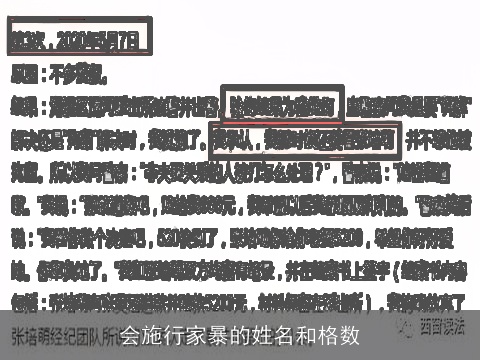 会施行家暴的姓名和格数