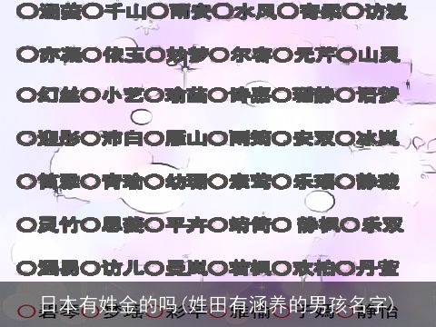 日本有姓金的吗(姓田有涵养的男孩名字)