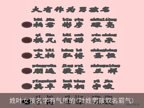 姓叶女孩名字有气质的(叶姓男孩取名霸气)