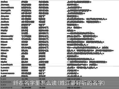 纤在名字里怎么读(姓江最好听的名字)
